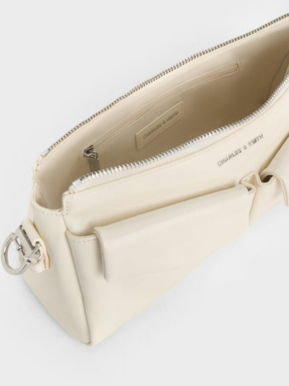 CHARLES & KEITH Customer Favorite | Rachel Front-Pocket Chain Shoulder Bag - Cream