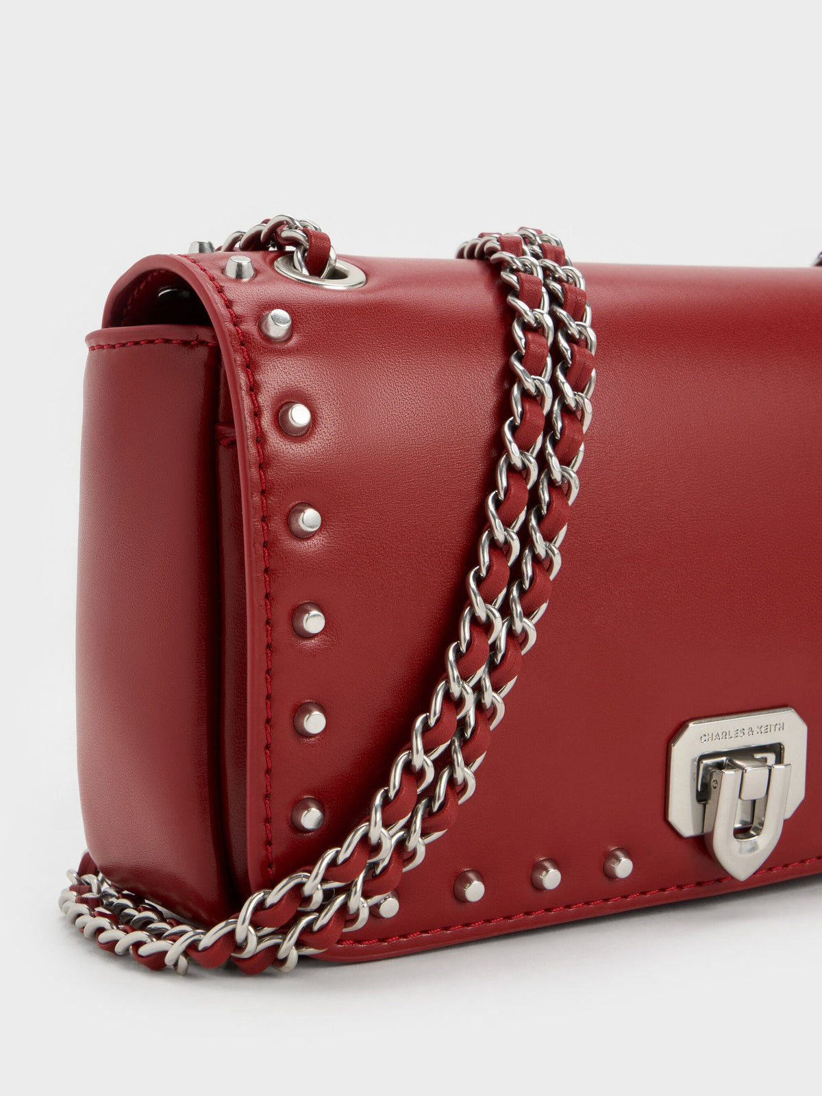 CHARLES & KEITH Latest | Arwen Studded Shoulder Bag - Red