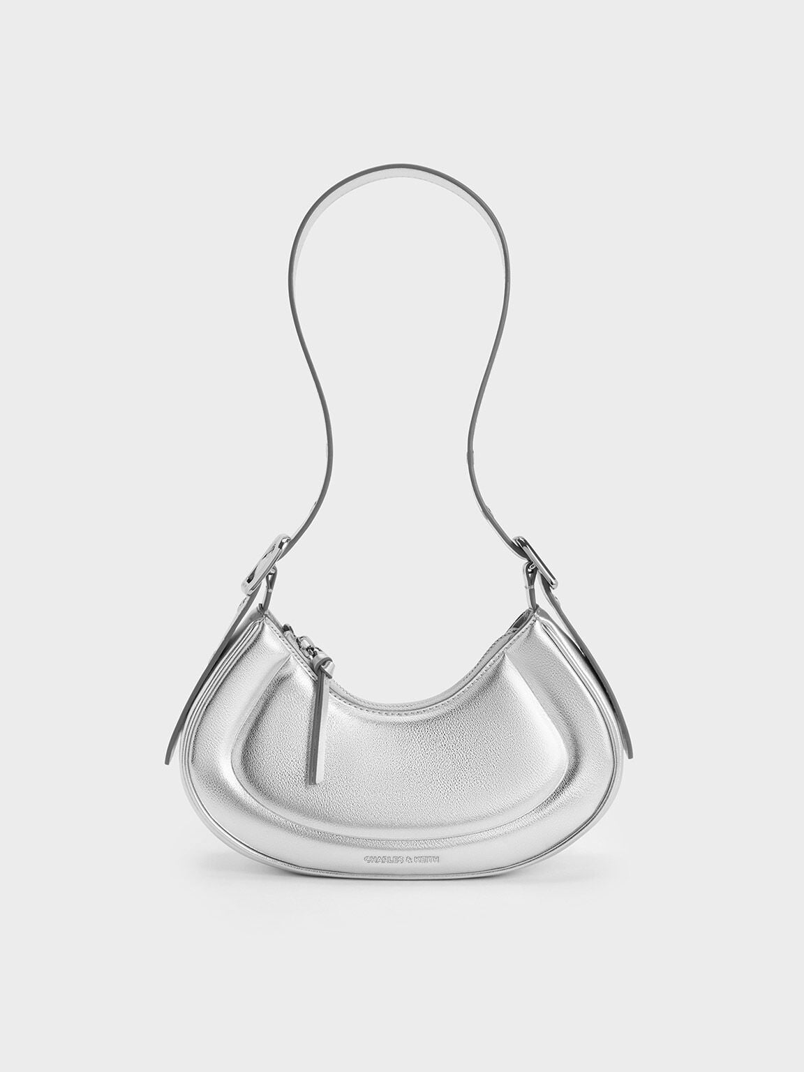 CHARLES & KEITH Exclusive | Petra Curved Shoulder Bag - Silver