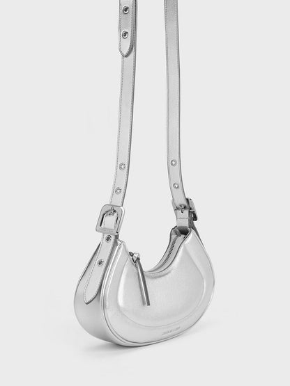 CHARLES & KEITH Exclusive | Petra Curved Shoulder Bag - Silver