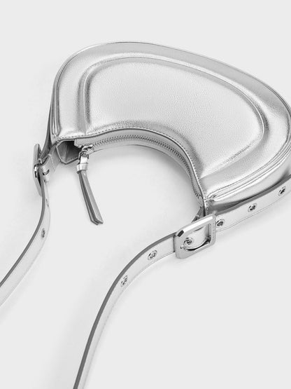 CHARLES & KEITH Exclusive | Petra Curved Shoulder Bag - Silver