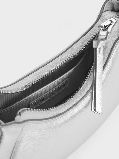 CHARLES & KEITH Exclusive | Petra Curved Shoulder Bag - Silver