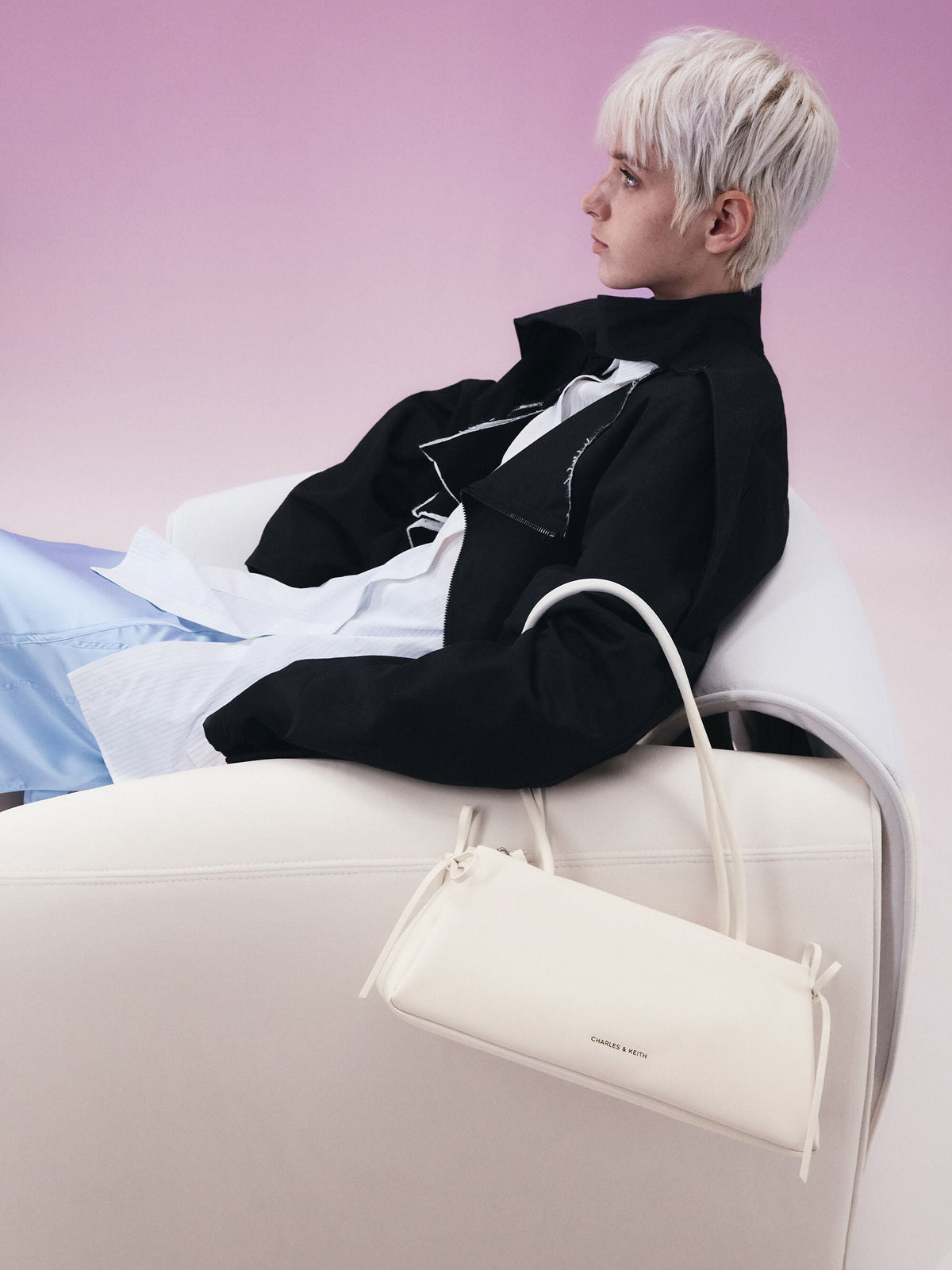 CHARLES & KEITH Essential | Hazel Bow Shoulder Bag - Meringue White
