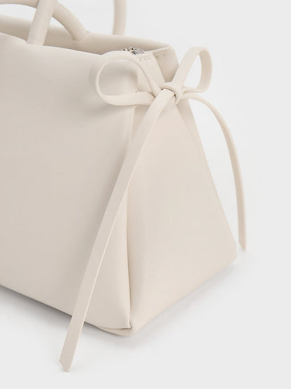 CHARLES & KEITH Essential | Hazel Bow Shoulder Bag - Meringue White