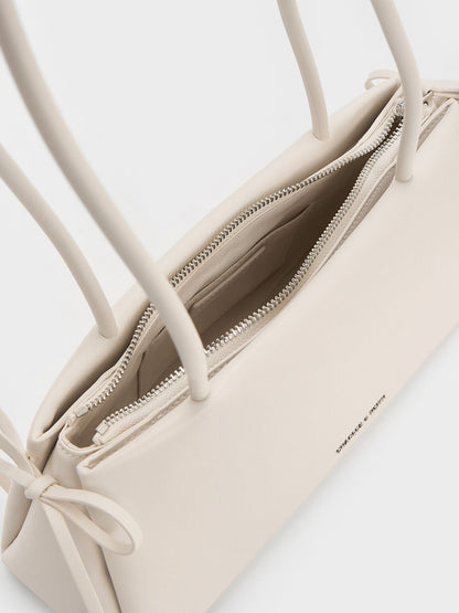 CHARLES & KEITH Essential | Hazel Bow Shoulder Bag - Meringue White