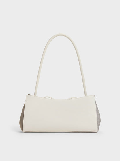CHARLES & KEITH Latest | Hazel Heart-Print Bow Panelled Shoulder Bag - Taupe