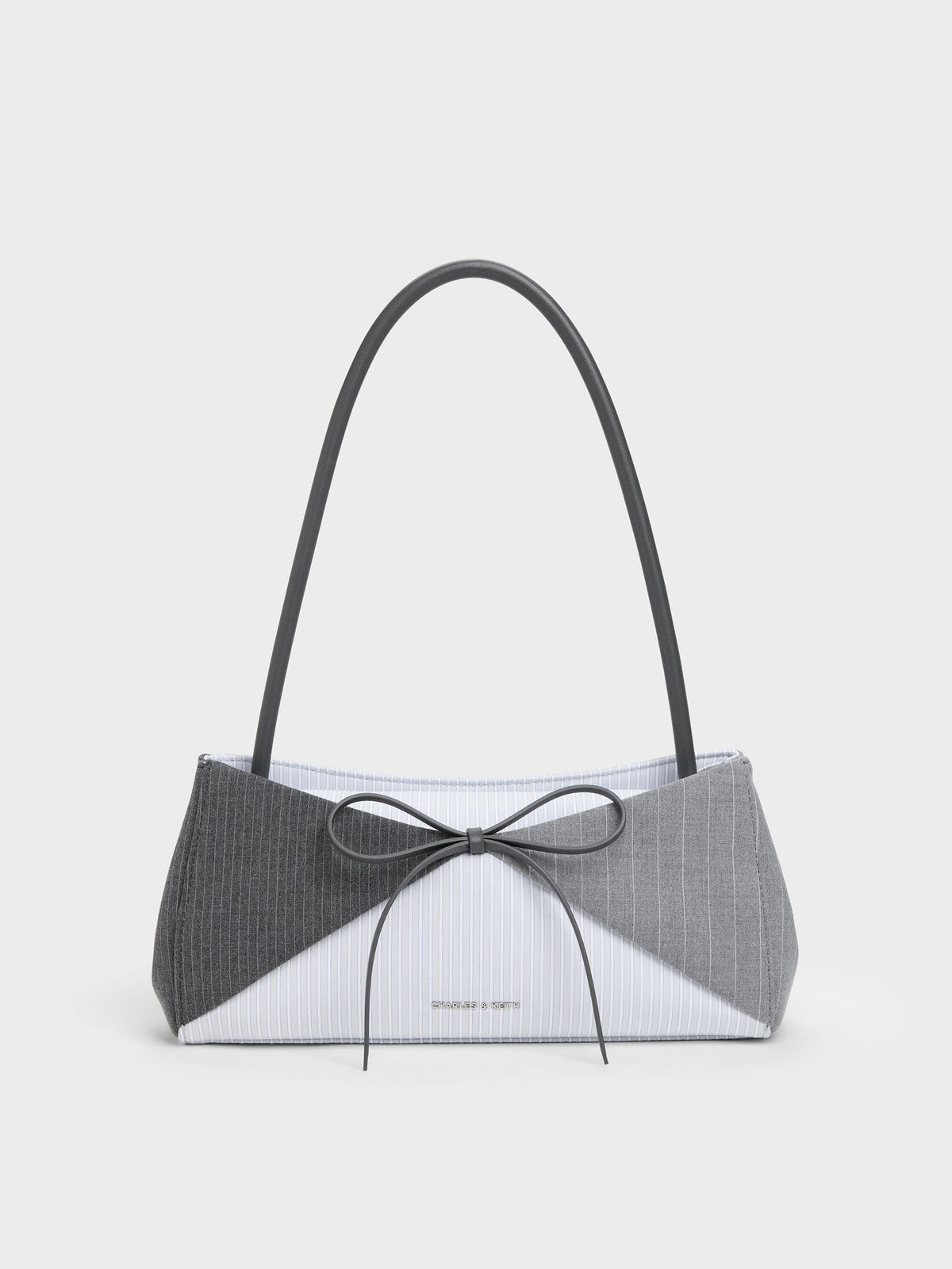 CHARLES & KEITH Best Price | Hazel Striped Bow Panelled Shoulder Bag - Grey