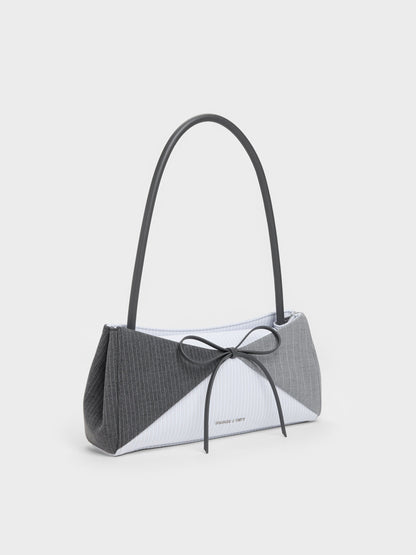 CHARLES & KEITH Best Price | Hazel Striped Bow Panelled Shoulder Bag - Grey