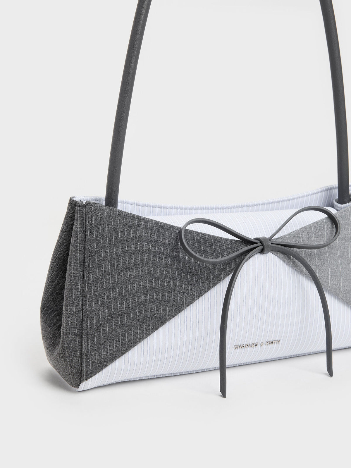 CHARLES & KEITH Best Price | Hazel Striped Bow Panelled Shoulder Bag - Grey