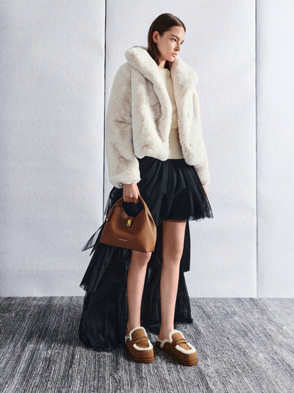 CHARLES & KEITH Premium | Chance Turn-Lock Bucket Bag - Chocolate