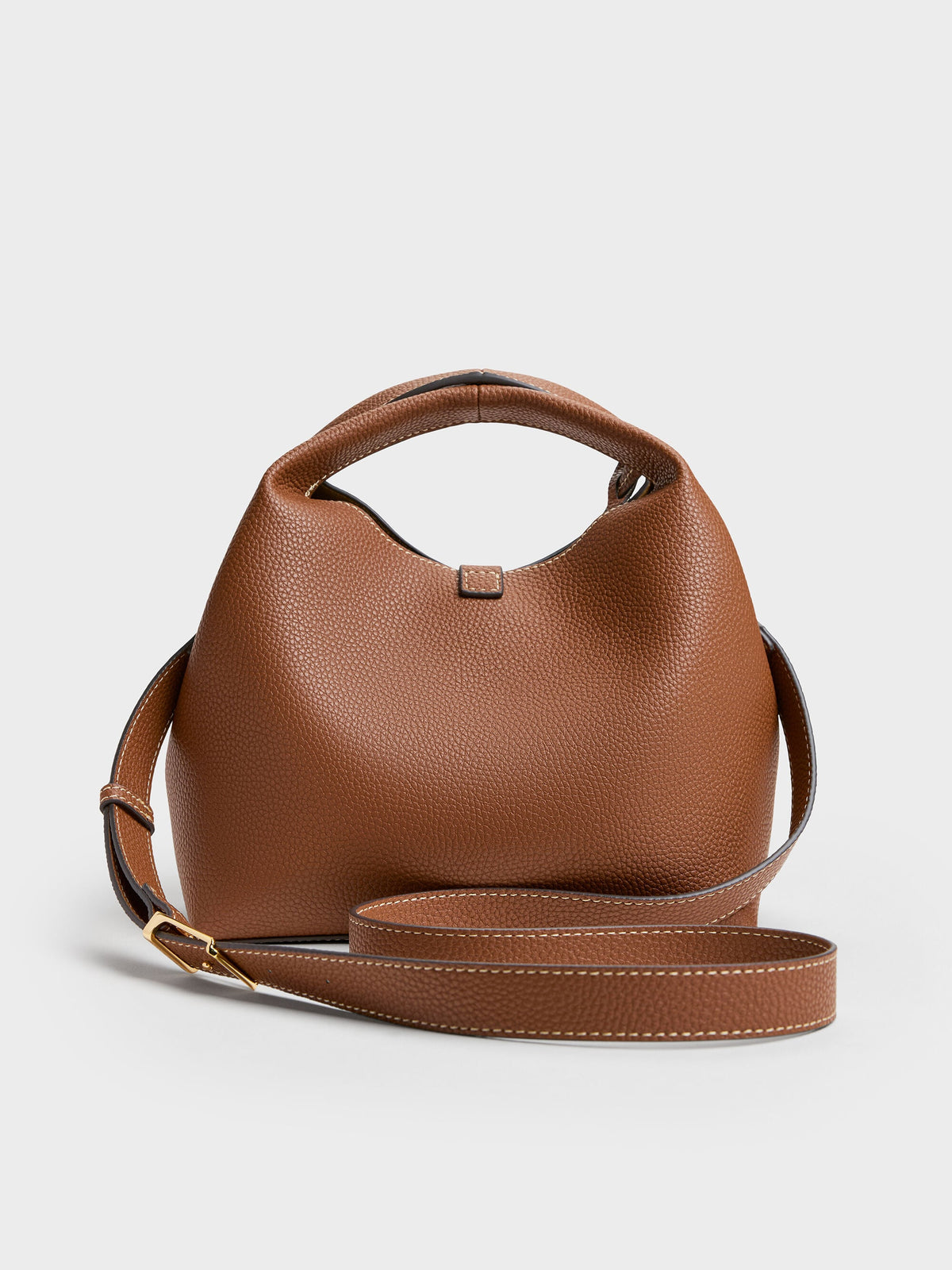 CHARLES & KEITH Premium | Chance Turn-Lock Bucket Bag - Chocolate