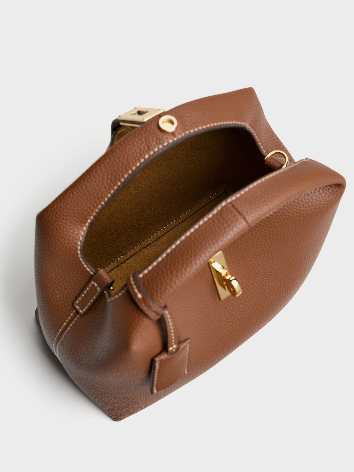 CHARLES & KEITH Premium | Chance Turn-Lock Bucket Bag - Chocolate
