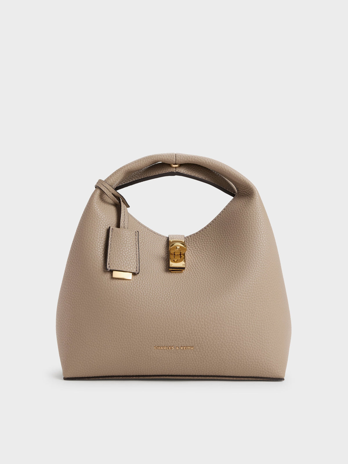 CHARLES & KEITH Best Price | Chance Turn-Lock Bucket Bag - Taupe