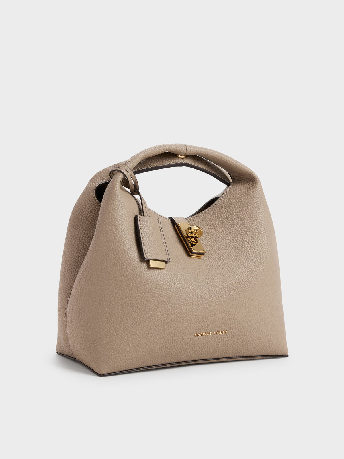 CHARLES & KEITH Best Price | Chance Turn-Lock Bucket Bag - Taupe