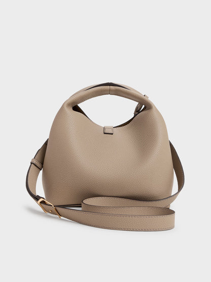 CHARLES & KEITH Best Price | Chance Turn-Lock Bucket Bag - Taupe