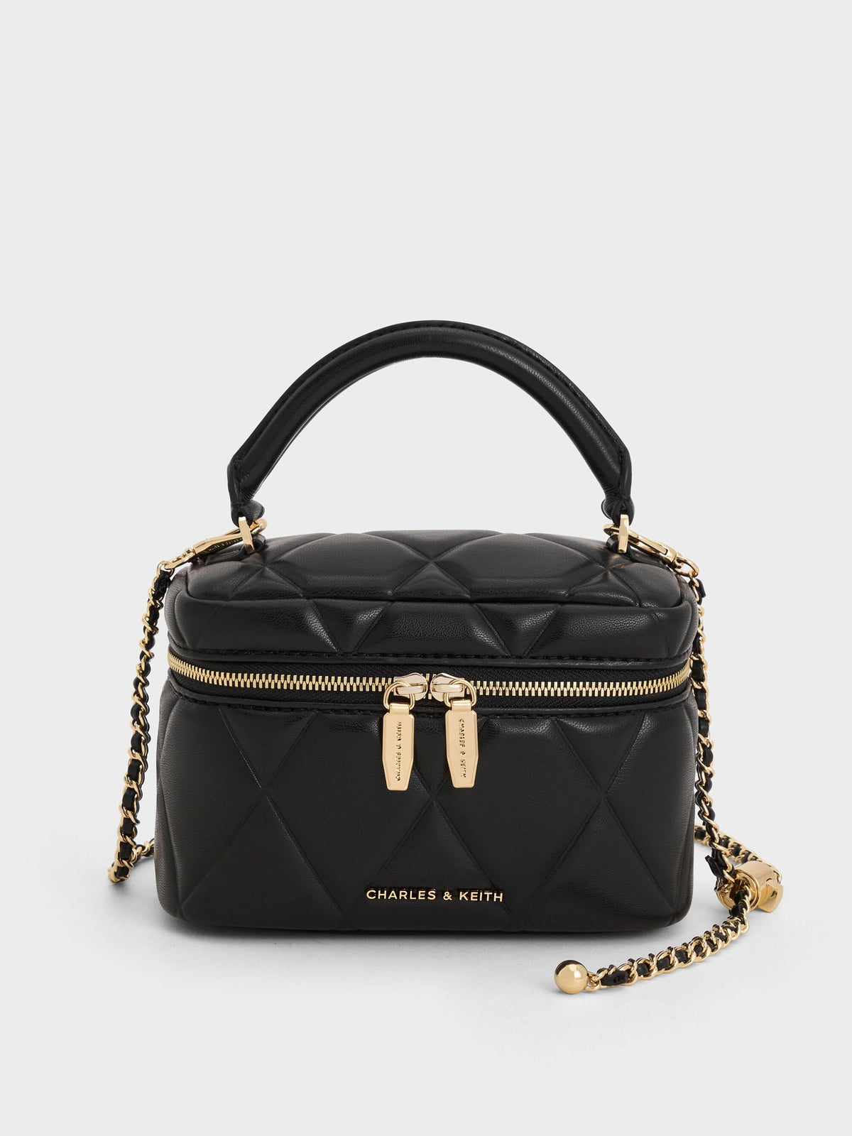 CHARLES & KEITH Sale | Arwen Quilted Top Handle Vanity Bag - Black