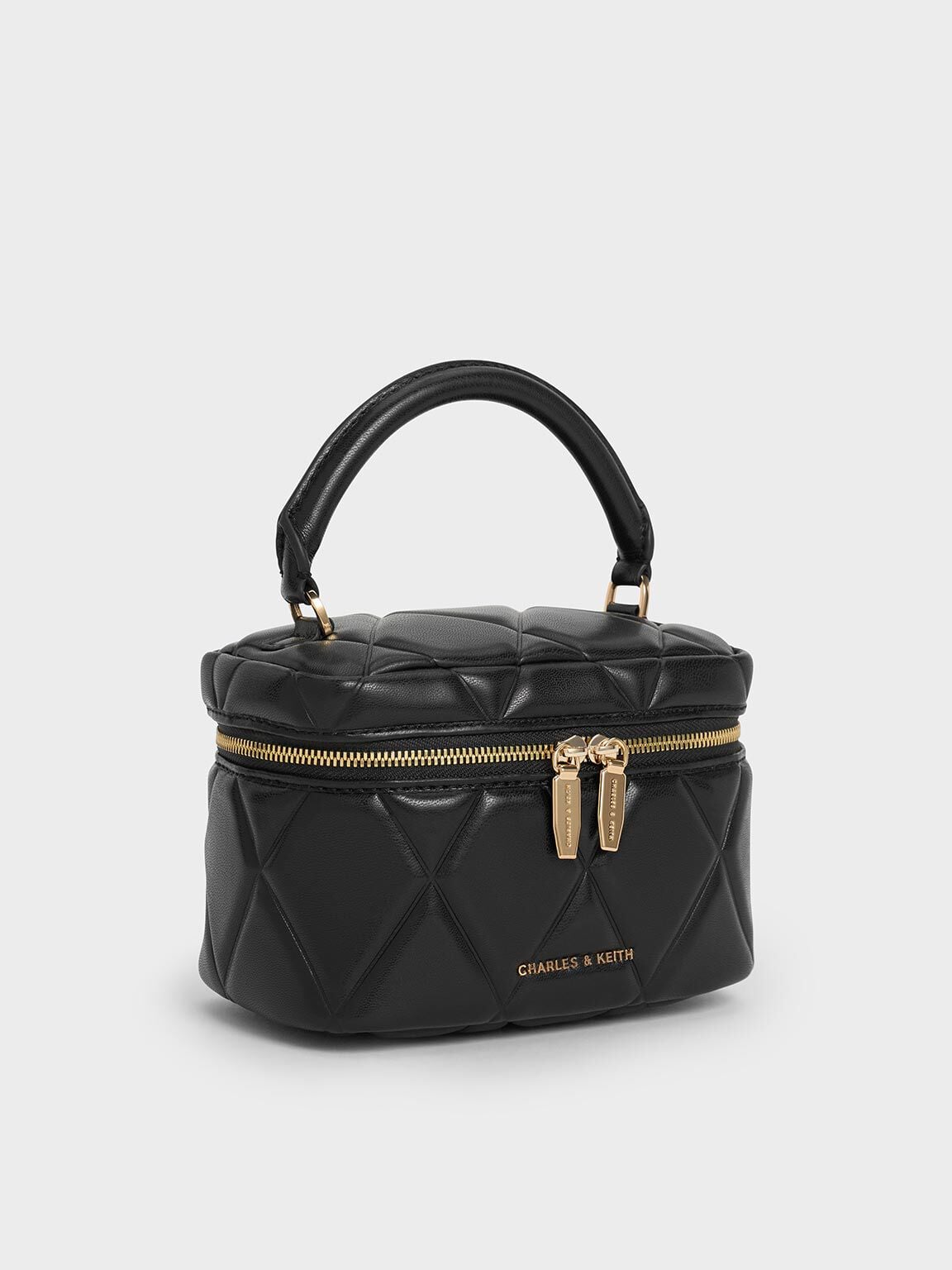 CHARLES & KEITH Sale | Arwen Quilted Top Handle Vanity Bag - Black