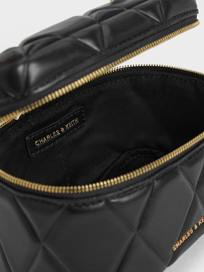 CHARLES & KEITH Sale | Arwen Quilted Top Handle Vanity Bag - Black