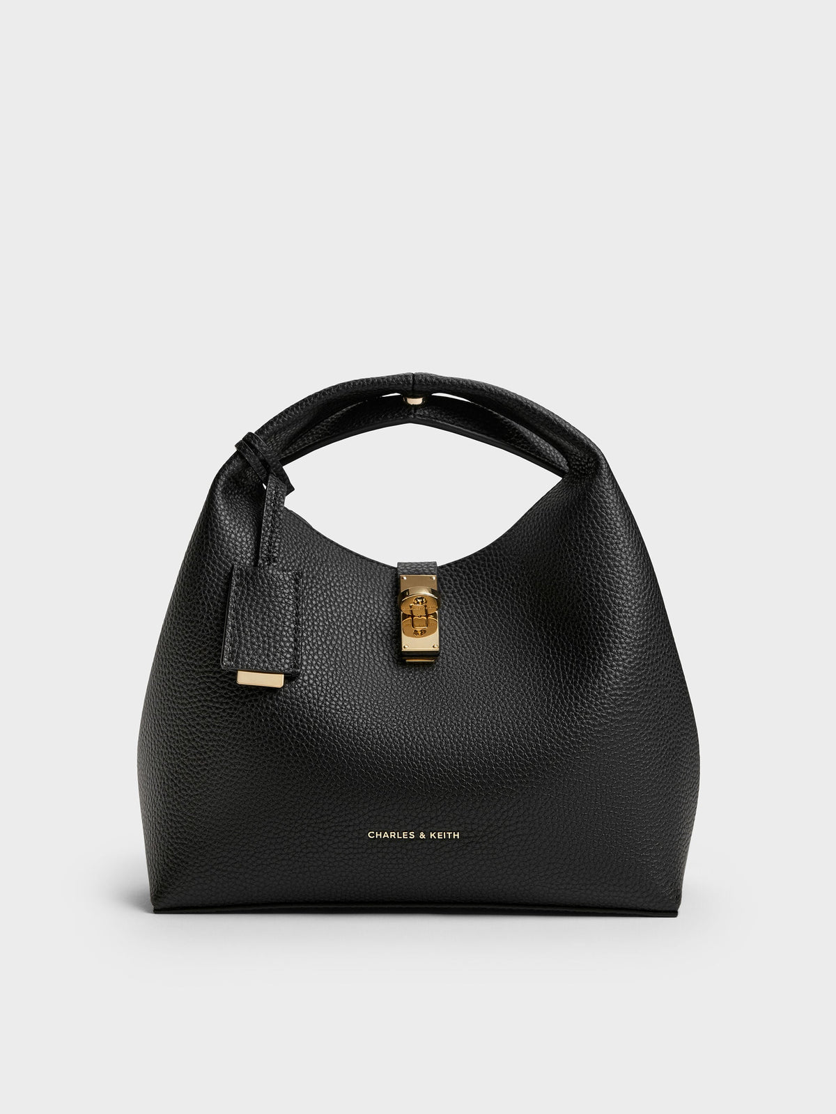 CHARLES & KEITH Everyday | Chance Turn-Lock Bucket Bag - Black