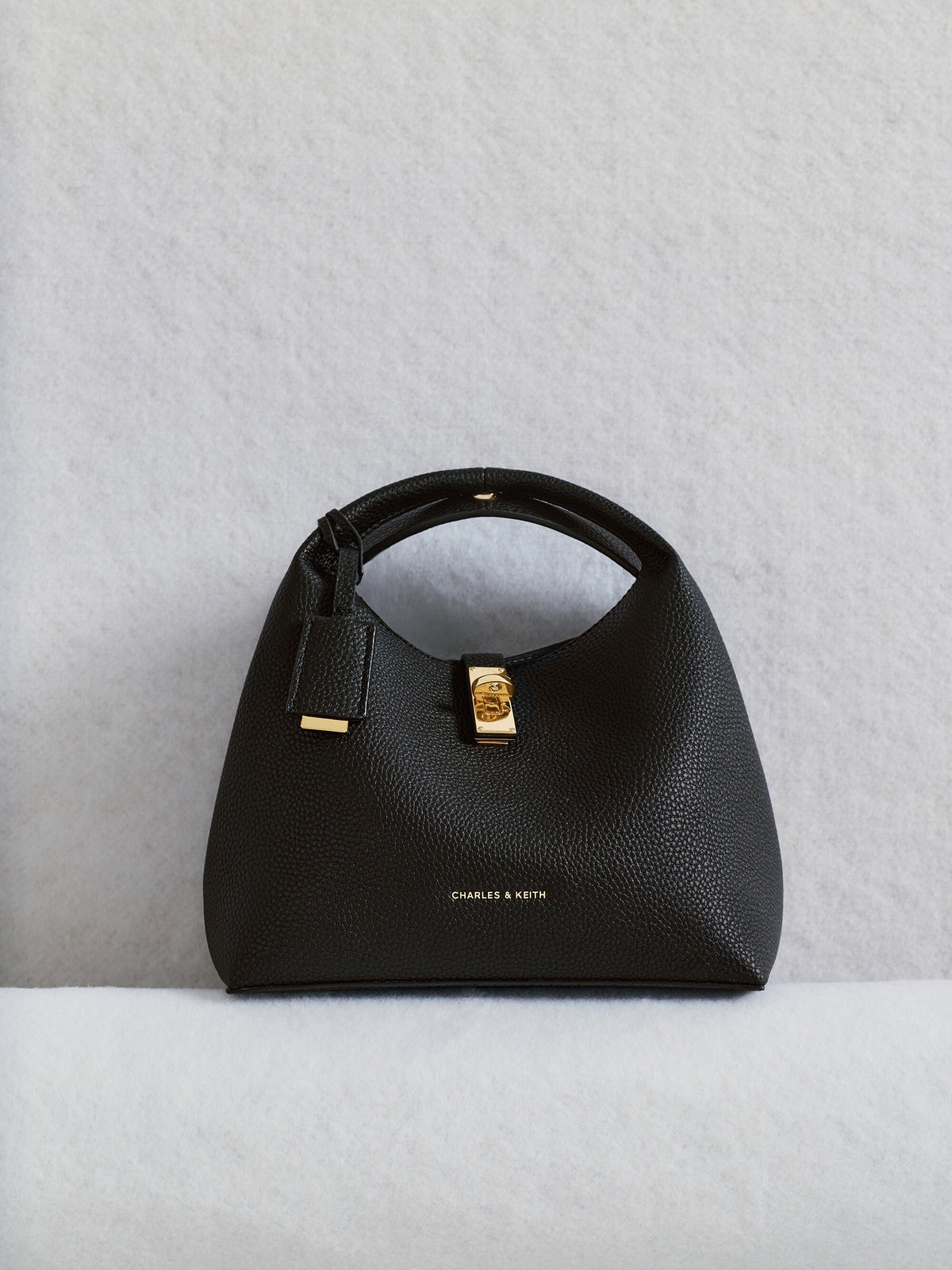 CHARLES & KEITH Everyday | Chance Turn-Lock Bucket Bag - Black
