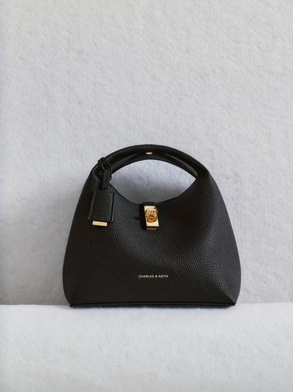 CHARLES & KEITH Everyday | Chance Turn-Lock Bucket Bag - Black