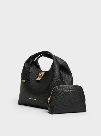 CHARLES & KEITH Everyday | Chance Turn-Lock Bucket Bag - Black