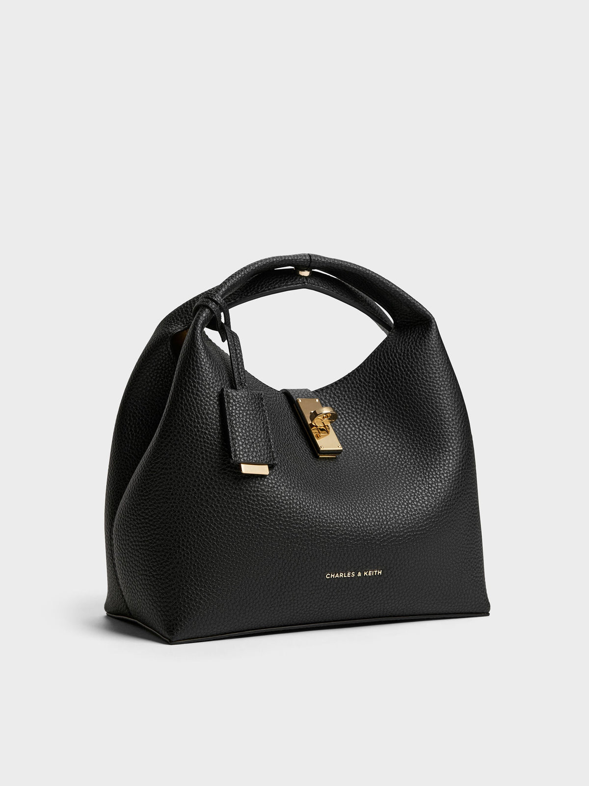 CHARLES & KEITH Everyday | Chance Turn-Lock Bucket Bag - Black