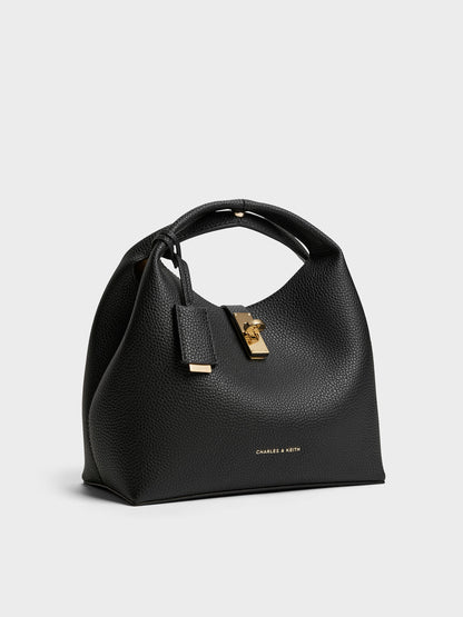 CHARLES & KEITH Everyday | Chance Turn-Lock Bucket Bag - Black
