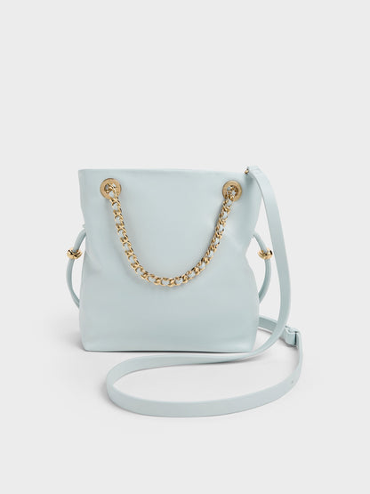 CHARLES & KEITH Deals | Arya Braided-Chain Crossbody Bag - Sea Salt Blue