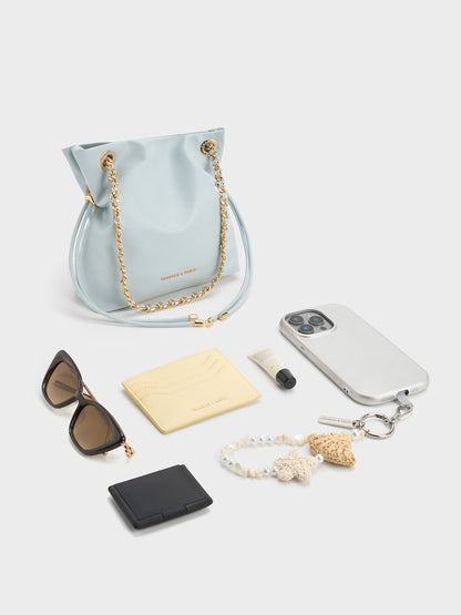 CHARLES & KEITH Deals | Arya Braided-Chain Crossbody Bag - Sea Salt Blue