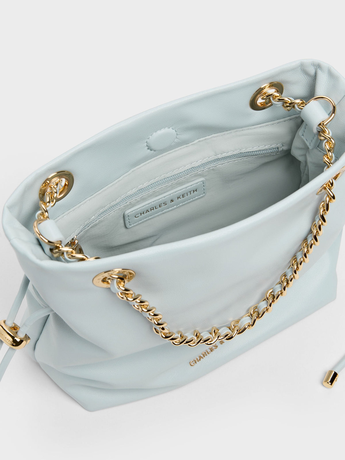 CHARLES & KEITH Deals | Arya Braided-Chain Crossbody Bag - Sea Salt Blue