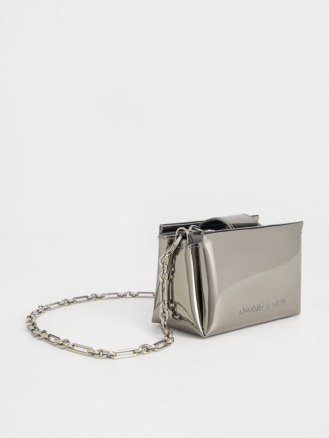 CHARLES & KEITH Essential | Bosie Metallic Micro Bag - Pewter
