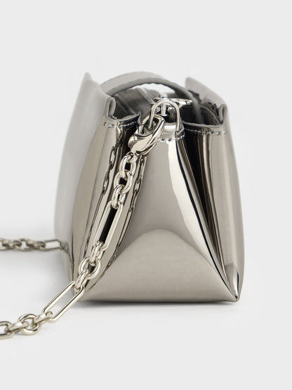 CHARLES & KEITH Essential | Bosie Metallic Micro Bag - Pewter