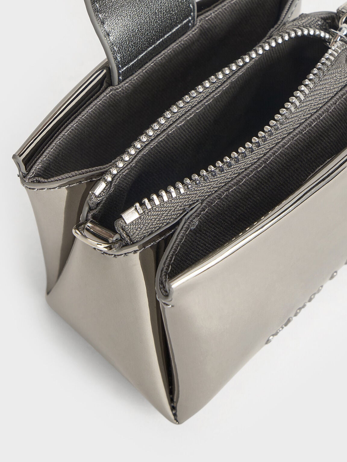 CHARLES & KEITH Essential | Bosie Metallic Micro Bag - Pewter