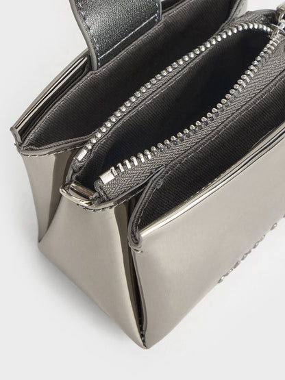 CHARLES & KEITH Essential | Bosie Metallic Micro Bag - Pewter