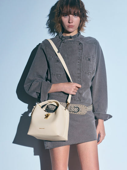 CHARLES & KEITH Discount | Chance Turn-Lock Bucket Bag - Cream