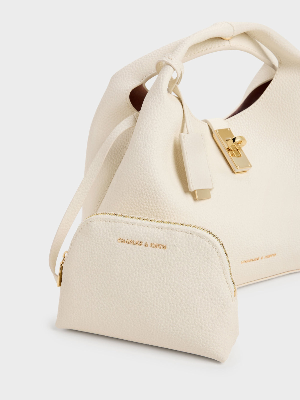 CHARLES & KEITH Discount | Chance Turn-Lock Bucket Bag - Cream