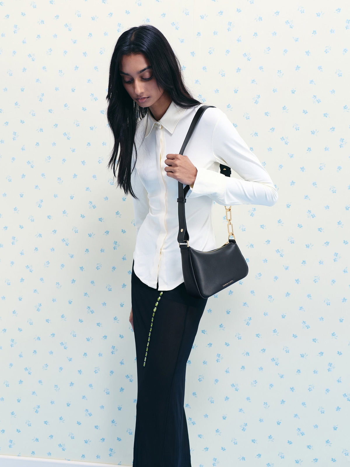 CHARLES & KEITH Essential | Mini Agatha Chain-Strap Shoulder Bag - Black