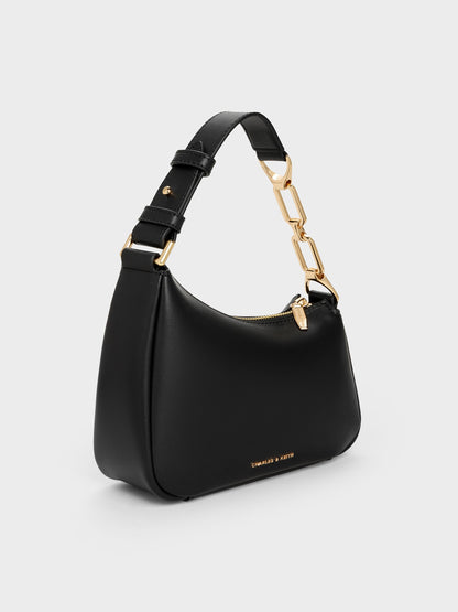 CHARLES & KEITH Essential | Mini Agatha Chain-Strap Shoulder Bag - Black