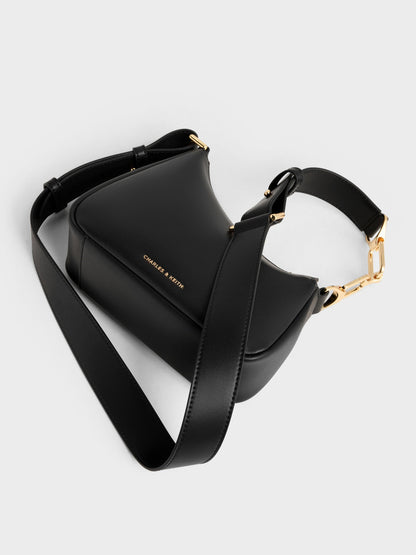 CHARLES & KEITH Essential | Mini Agatha Chain-Strap Shoulder Bag - Black