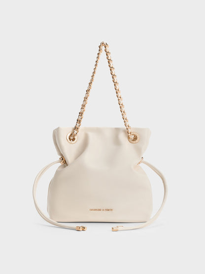 CHARLES & KEITH Trending | Arya Braided-Chain Crossbody Bag - Cream