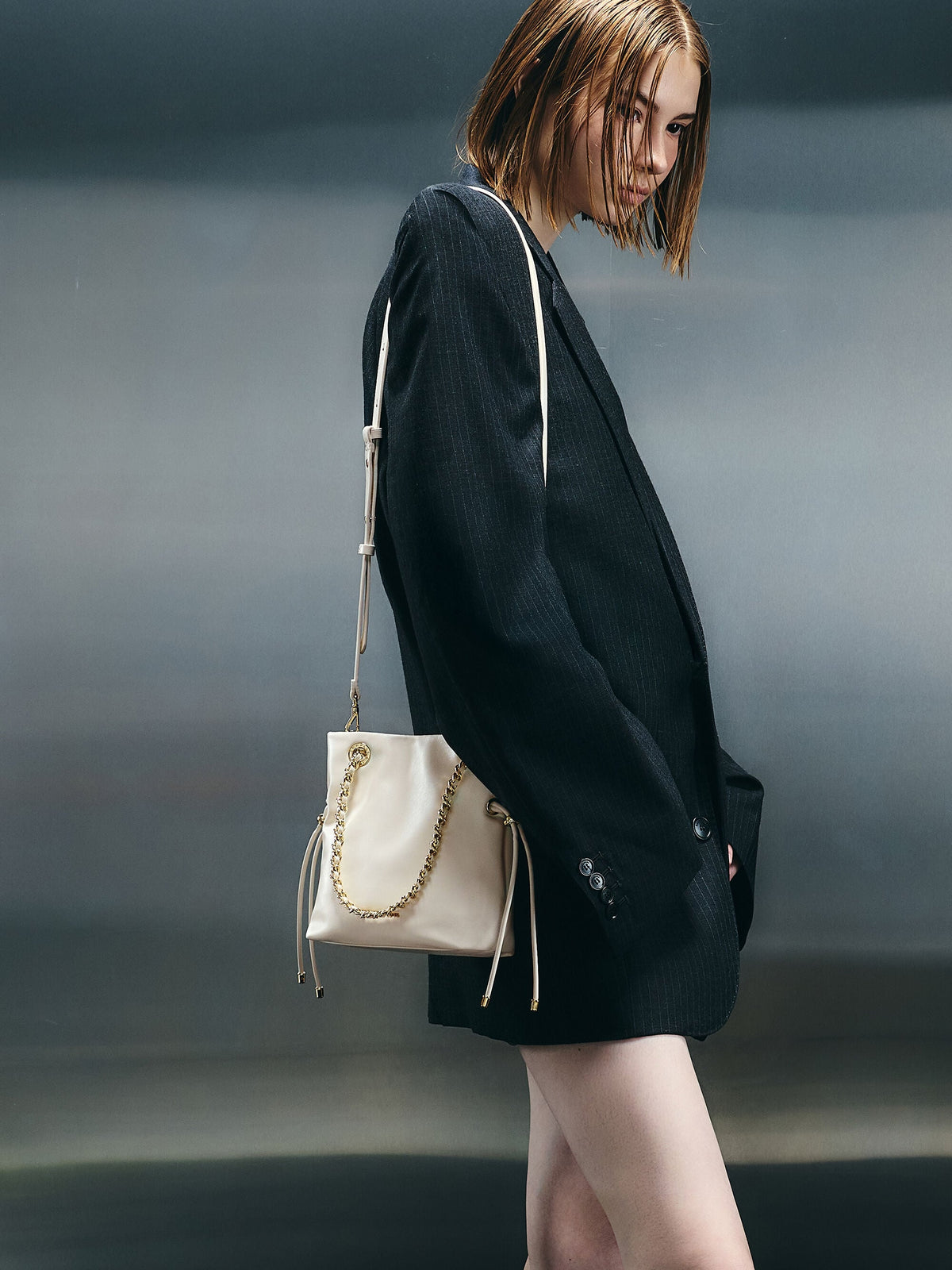 CHARLES & KEITH Trending | Arya Braided-Chain Crossbody Bag - Cream