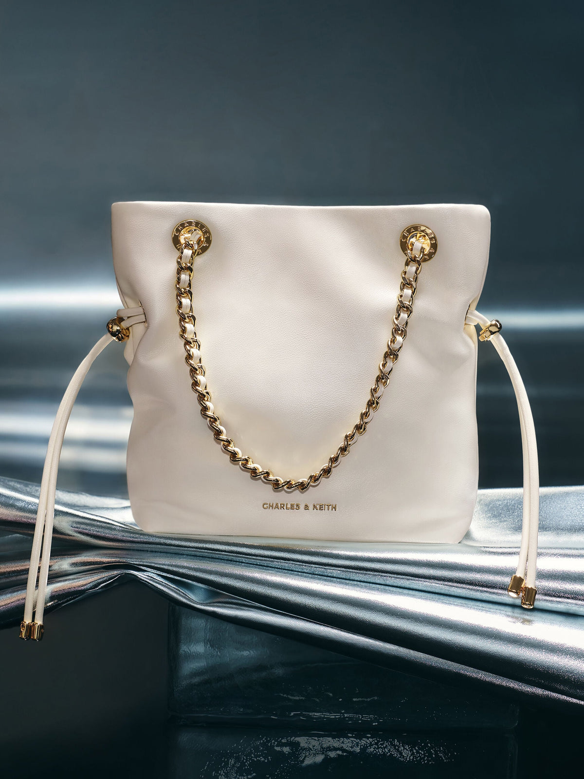 CHARLES & KEITH Trending | Arya Braided-Chain Crossbody Bag - Cream