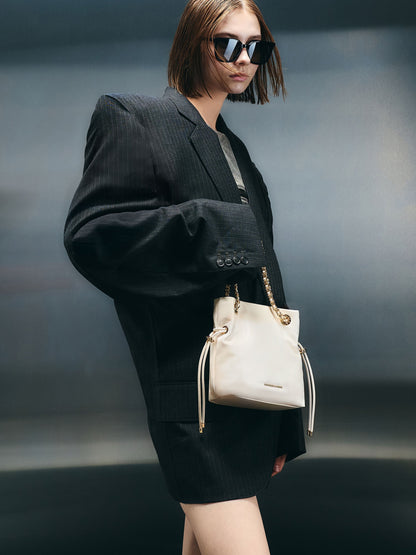 CHARLES & KEITH Trending | Arya Braided-Chain Crossbody Bag - Cream
