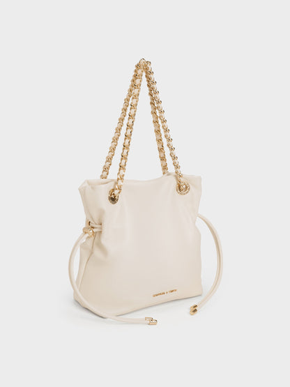 CHARLES & KEITH Trending | Arya Braided-Chain Crossbody Bag - Cream