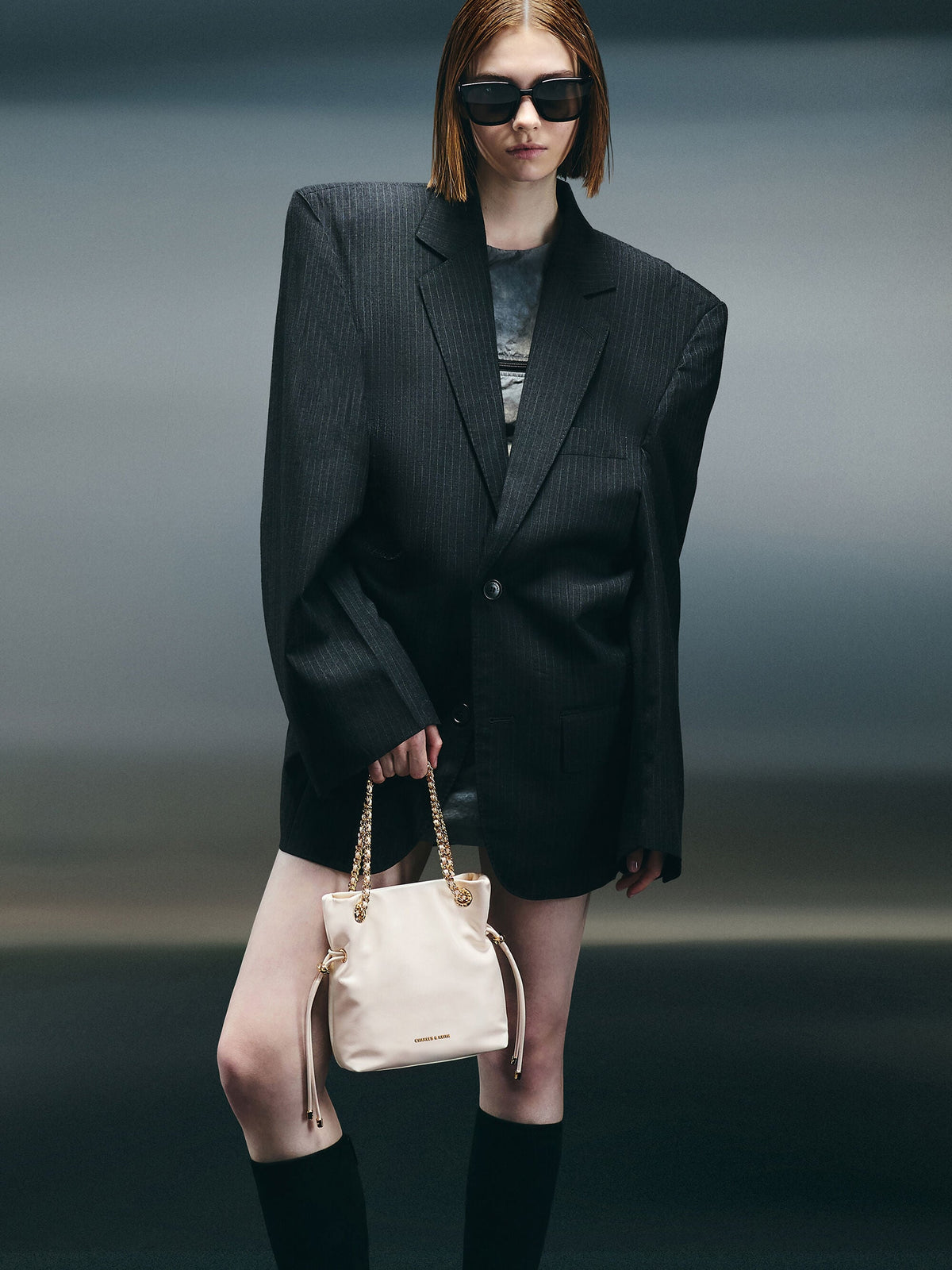 CHARLES & KEITH Trending | Arya Braided-Chain Crossbody Bag - Cream
