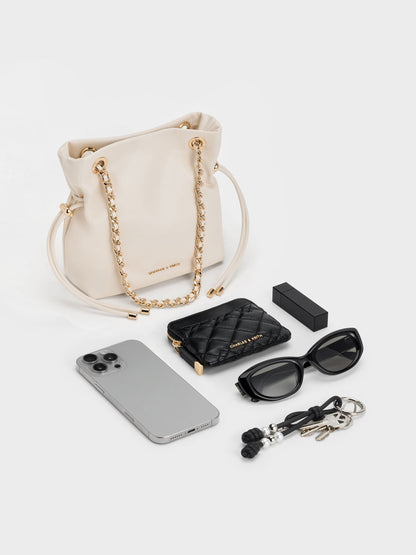 CHARLES & KEITH Trending | Arya Braided-Chain Crossbody Bag - Cream