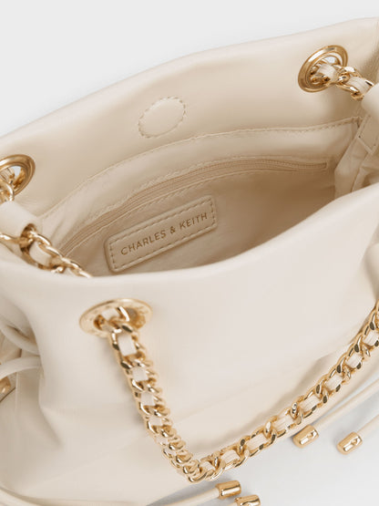 CHARLES & KEITH Trending | Arya Braided-Chain Crossbody Bag - Cream