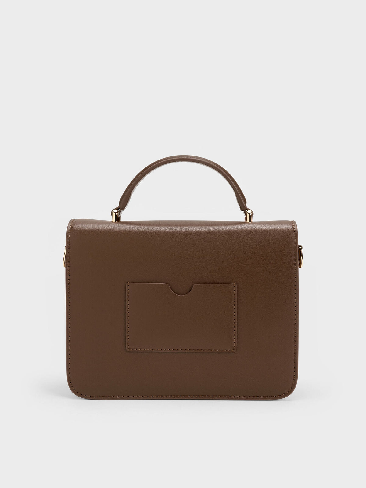 CHARLES & KEITH Classic | Octavia Front Flap Top Handle Bag - Dark Brown