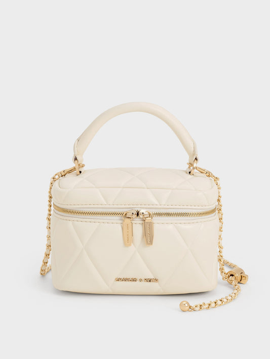 CHARLES & KEITH New | Arwen Quilted Top Handle Vanity Bag - Cream